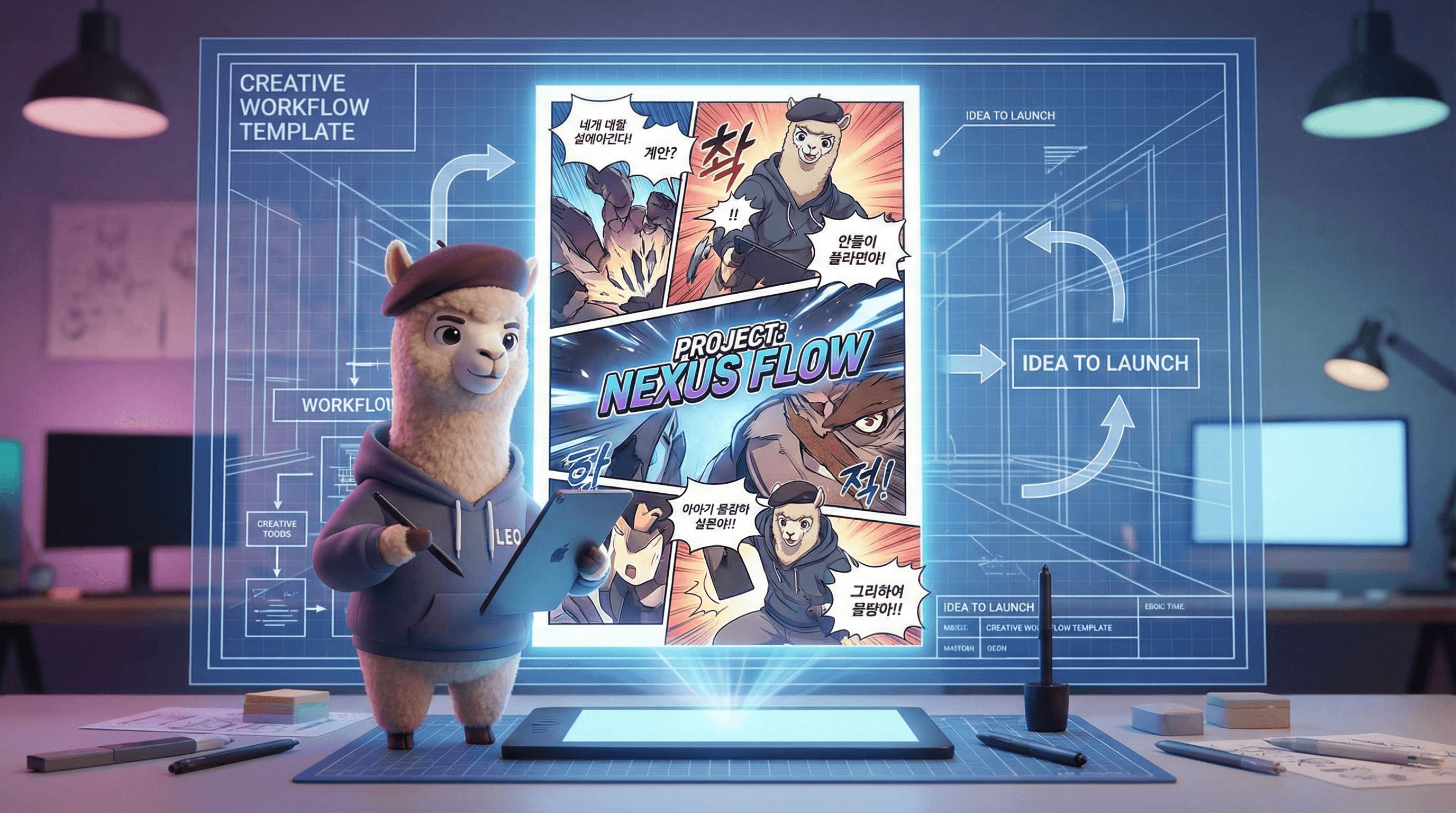 Manga IP Storyboard: Leo & Max Layout 107 (Korean Webtoon · Full Color)