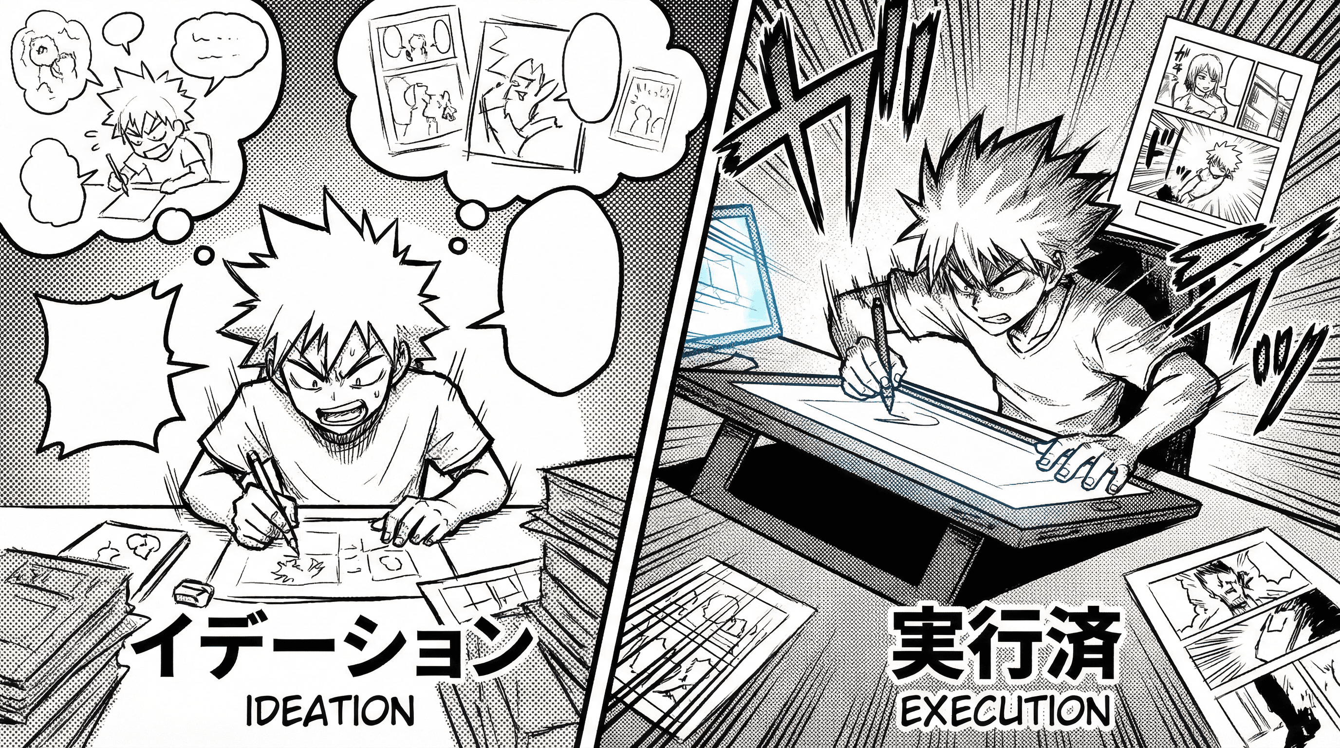Manga IP Storyboard: Leo & Max Layout 136 (Japanese Manga · Black & White)