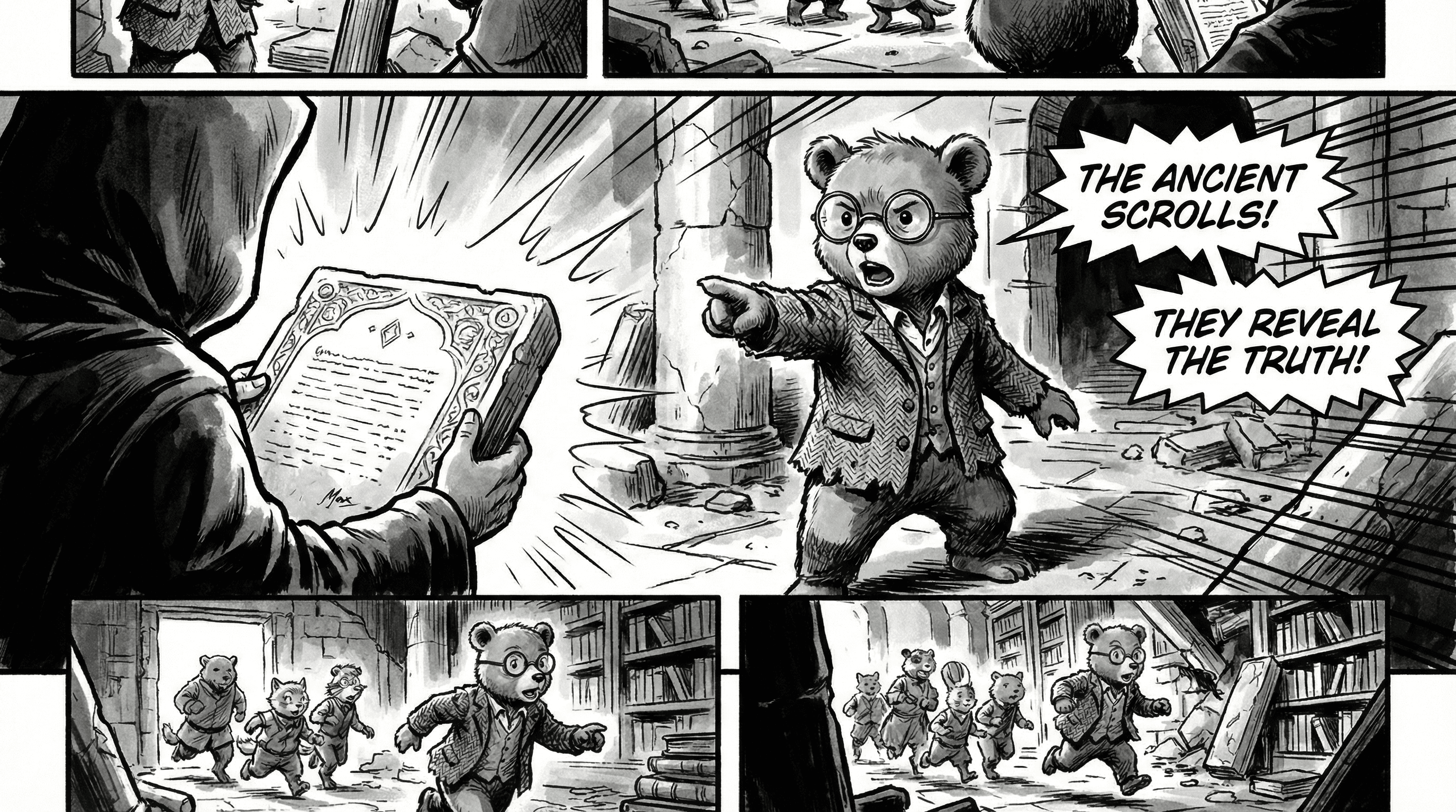 Manga IP Storyboard: Leo & Max Layout 156 (American Comic · Black & White)