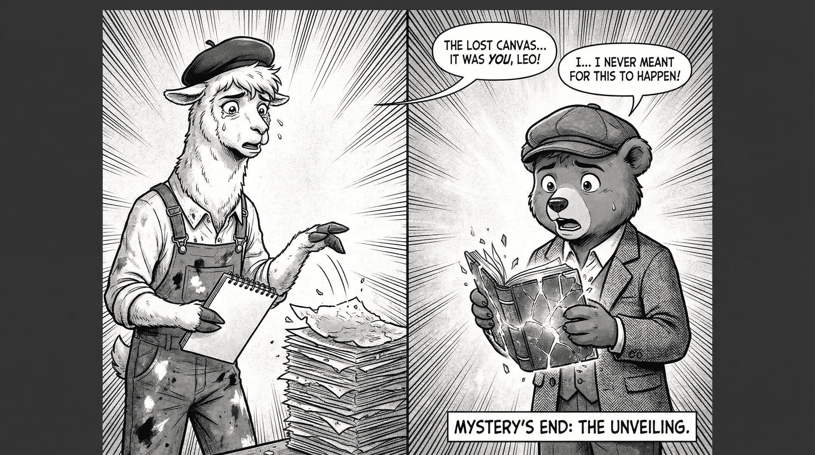 Manga IP Storyboard: Leo & Max Layout 165 (American Comic · Black & White)