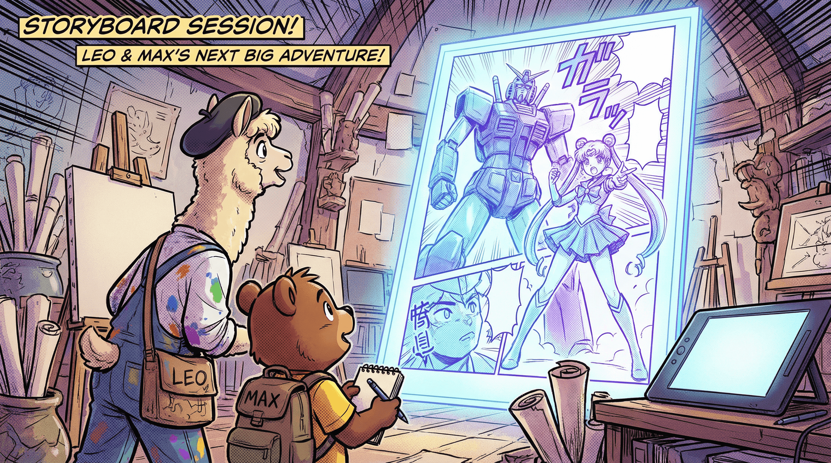 Manga IP Storyboard: Leo & Max Layout 200 (American Comic · Black & White)