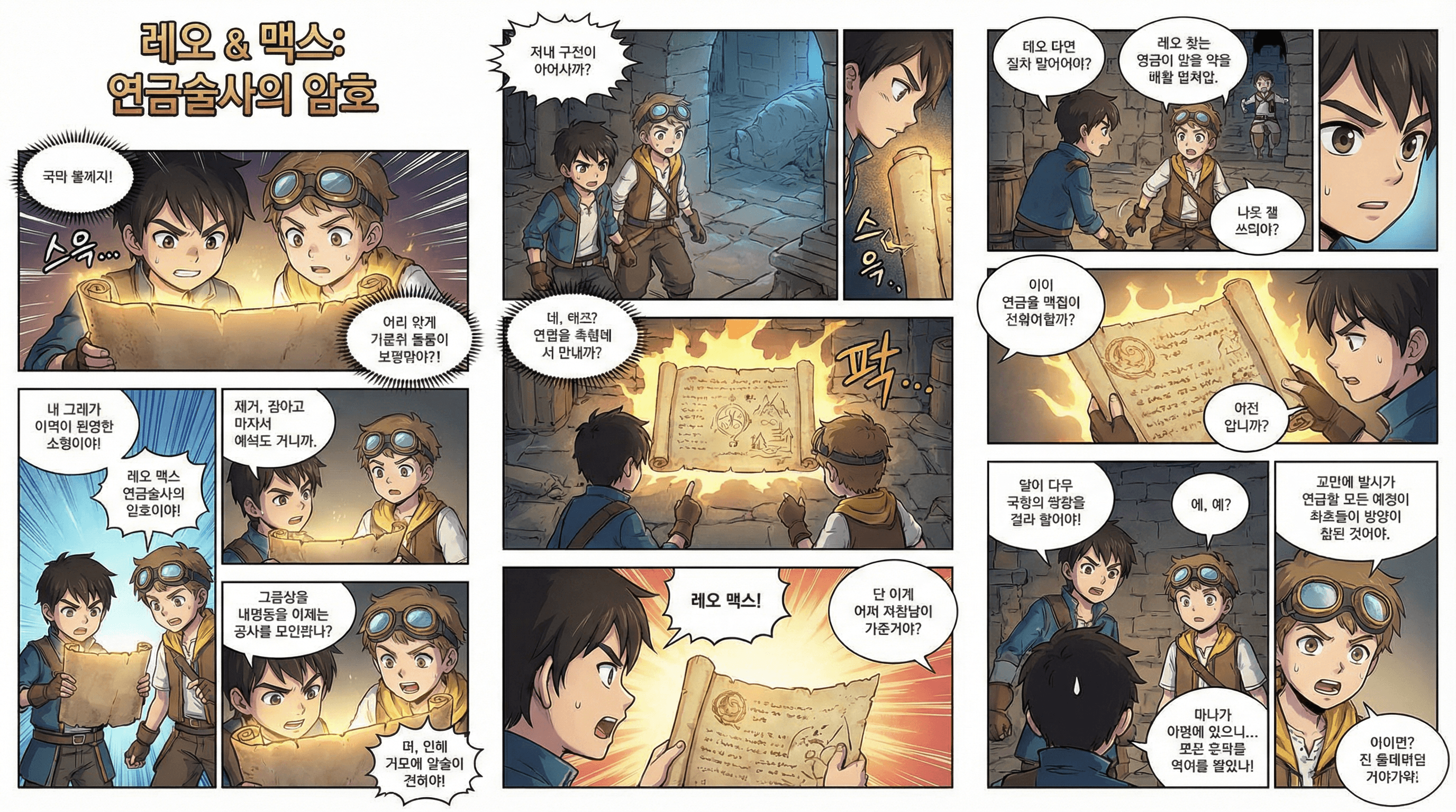 Manga IP Storyboard: Leo & Max Layout 220 (Korean Webtoon · Full Color)