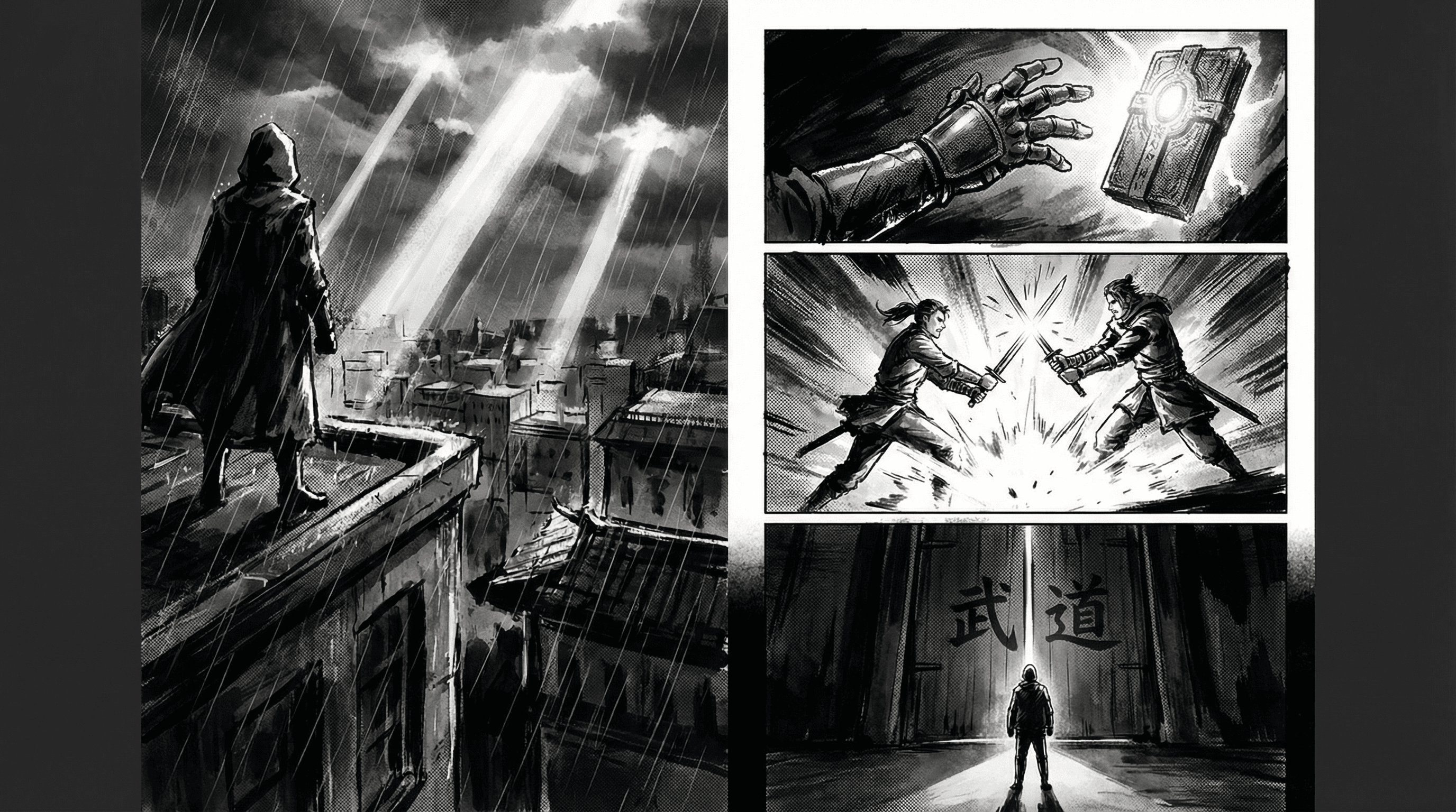 Manga IP Storyboard: Leo & Max Layout 234 (Korean Webtoon · Black & White)