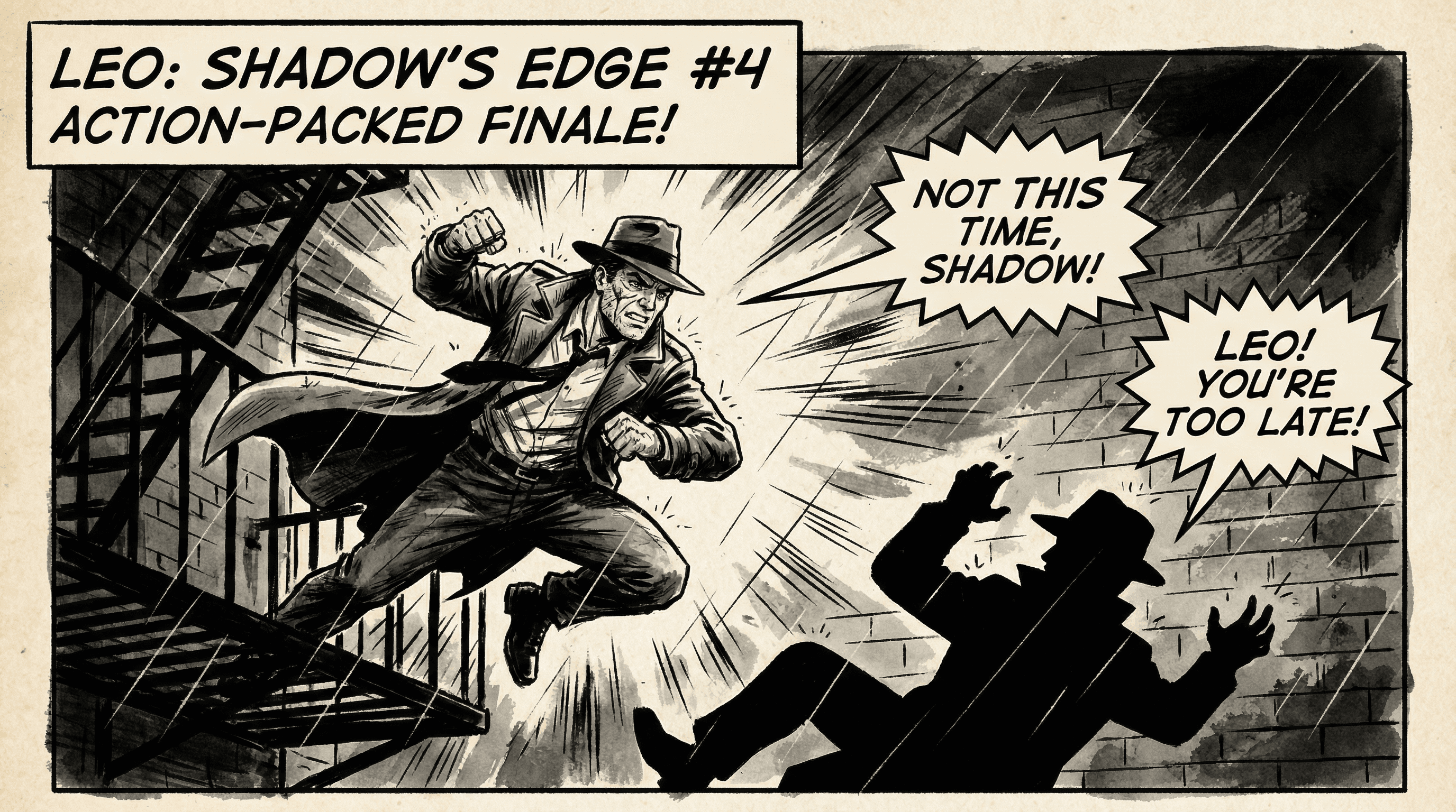 Manga IP Storyboard: Leo & Max Layout 25 (American Comic · Black & White)