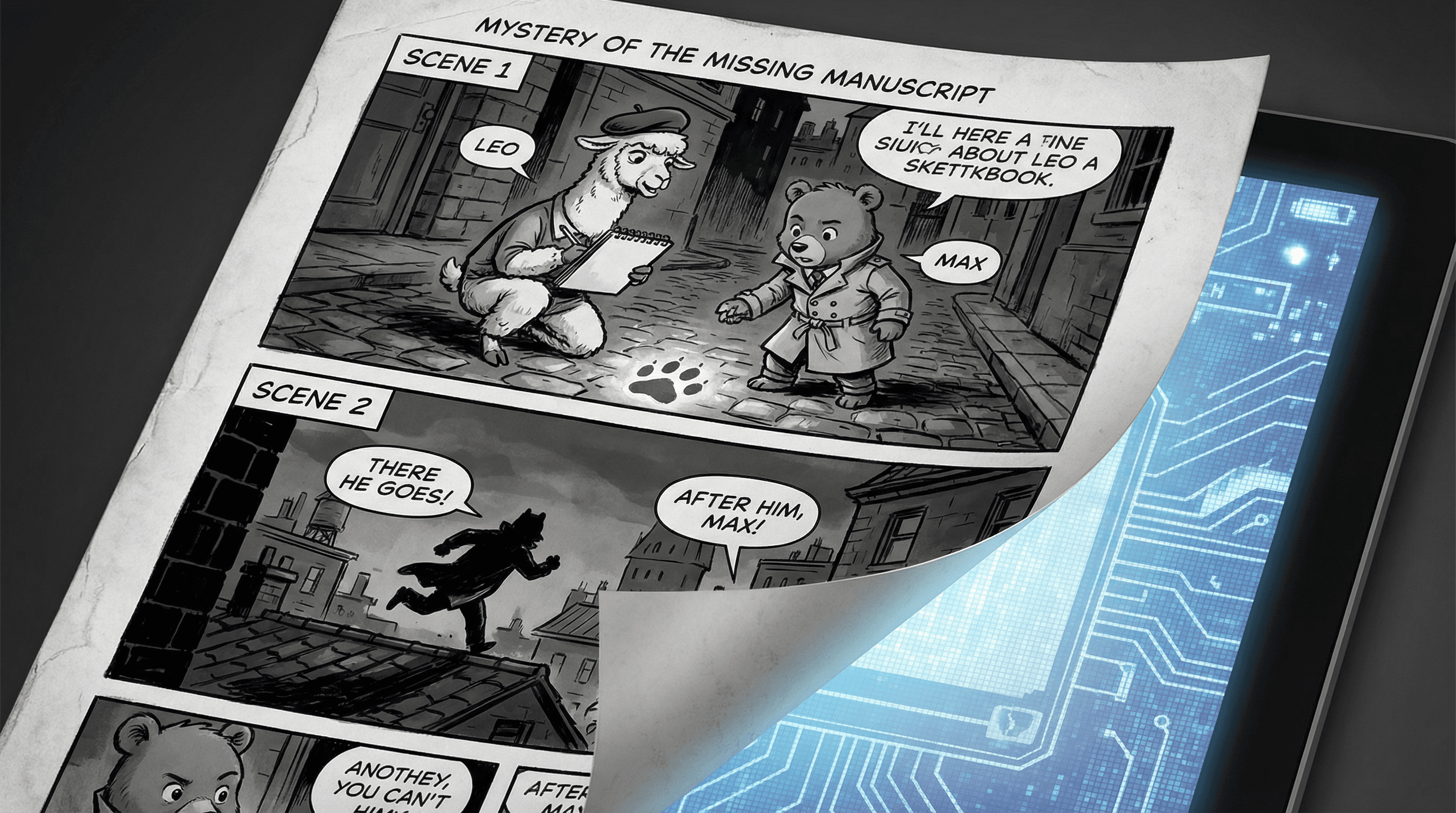 Manga IP Storyboard: Leo & Max Layout 254 (American Comic · Black & White)