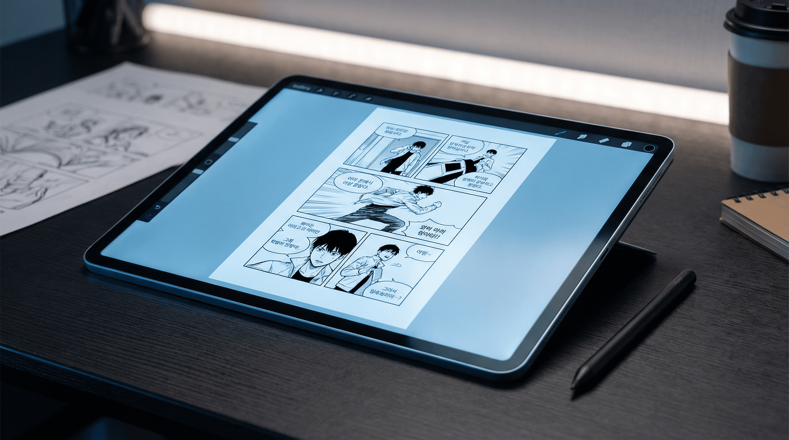 Manga IP Storyboard: Leo & Max Layout 268 (Korean Webtoon · Black & White)