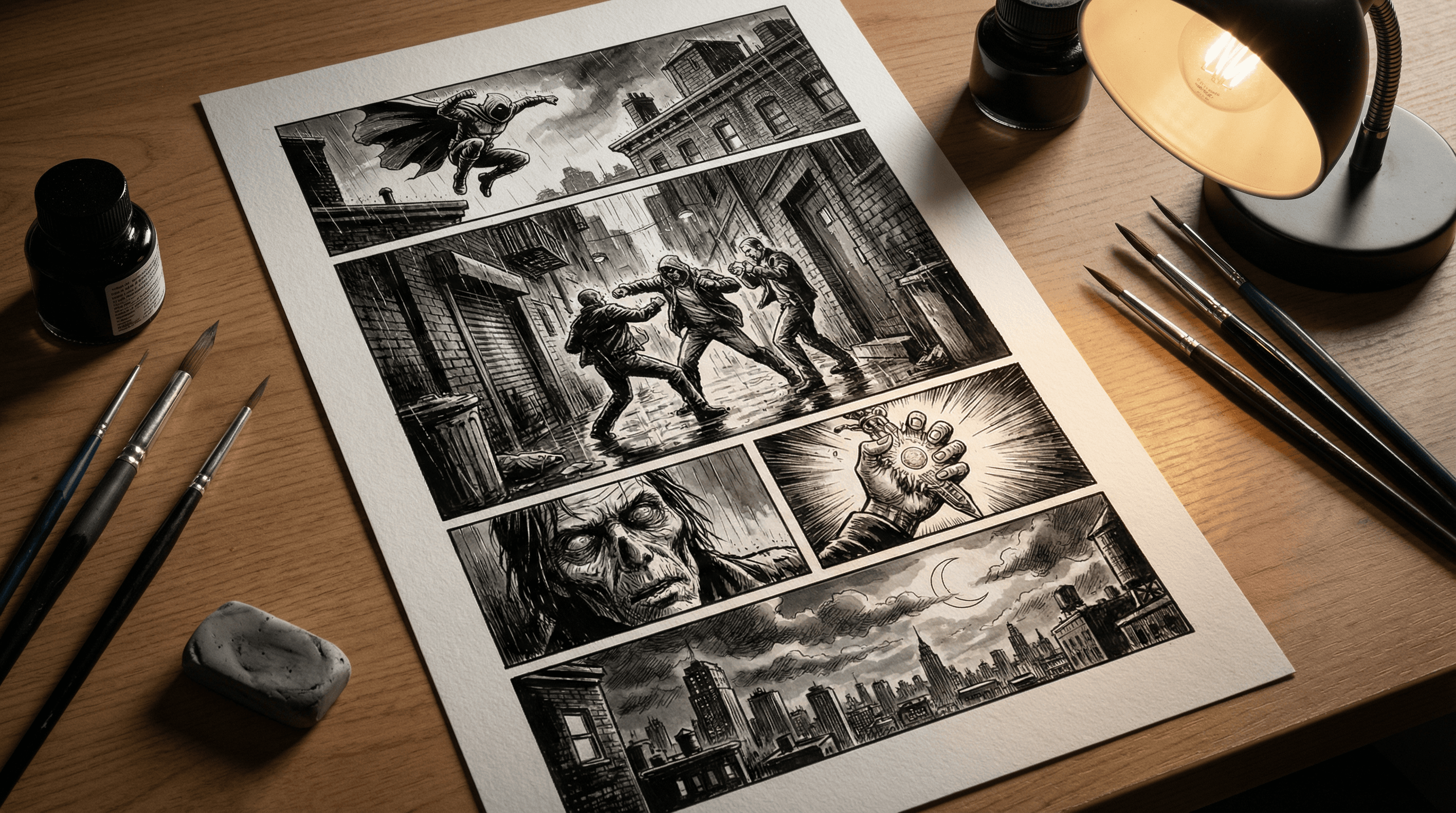 Manga IP Storyboard: Leo & Max Layout 305 (American Comic · Black & White)