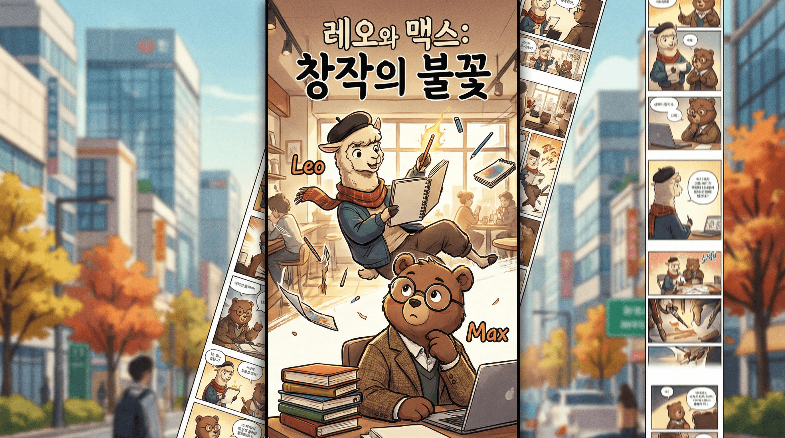 Manga IP Storyboard: Leo & Max Layout 313 (Korean Webtoon · Full Color)