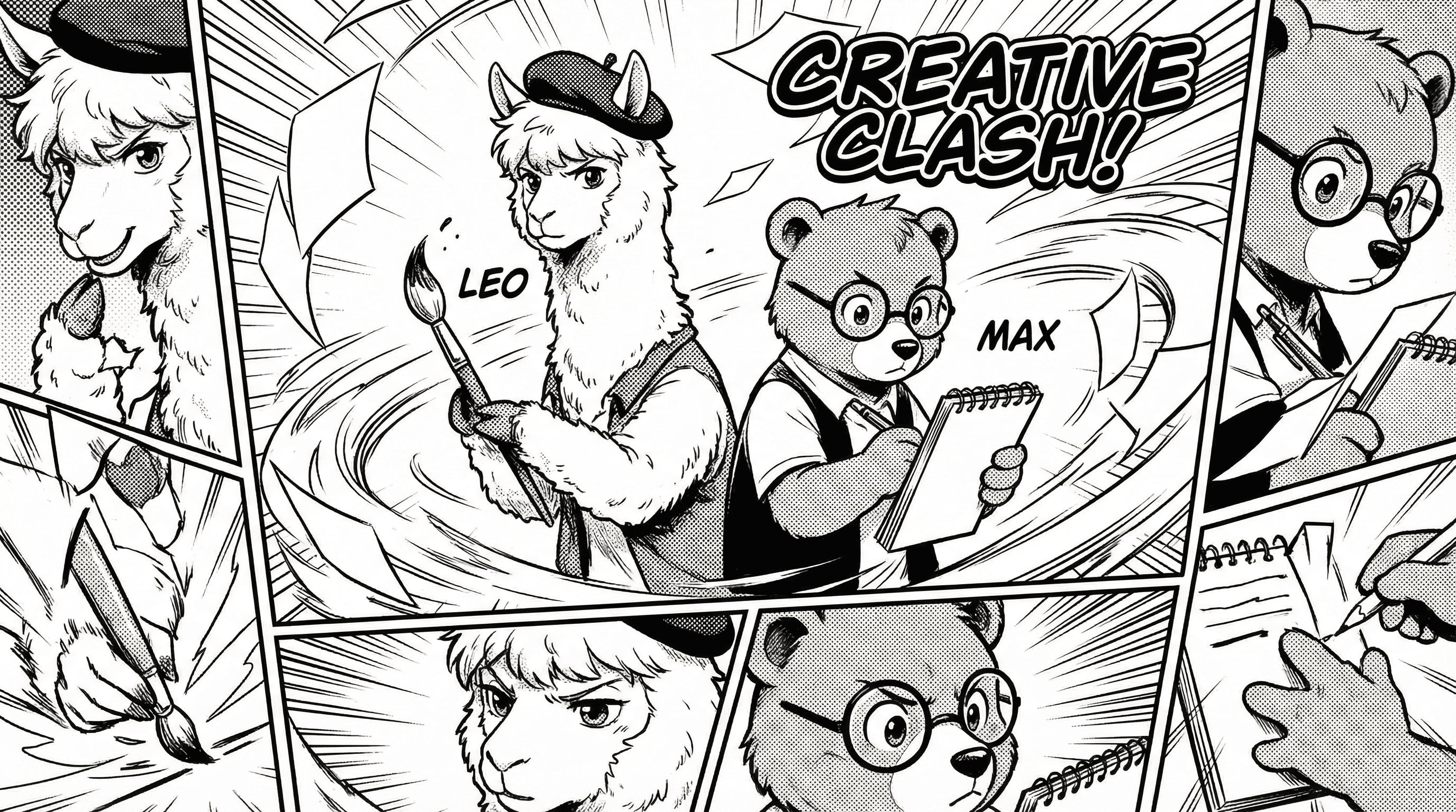 Manga IP Storyboard: Leo & Max Layout 315 (Japanese Manga · Black & White)