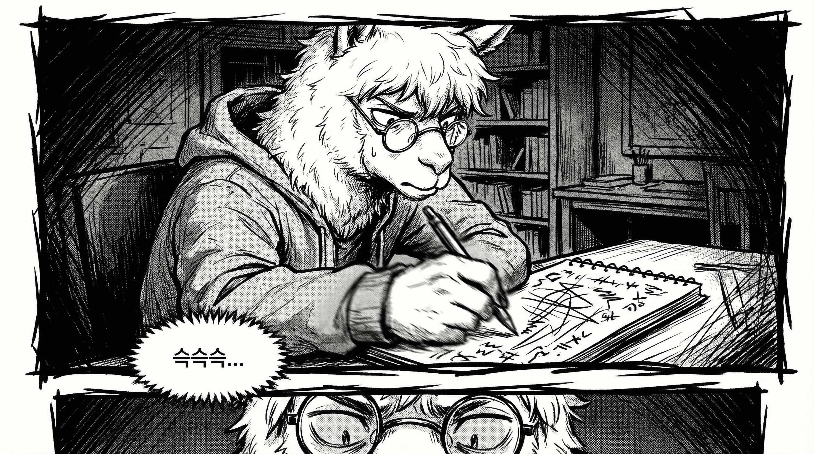 Manga IP Storyboard: Leo & Max Layout 317 (Korean Webtoon · Black & White)