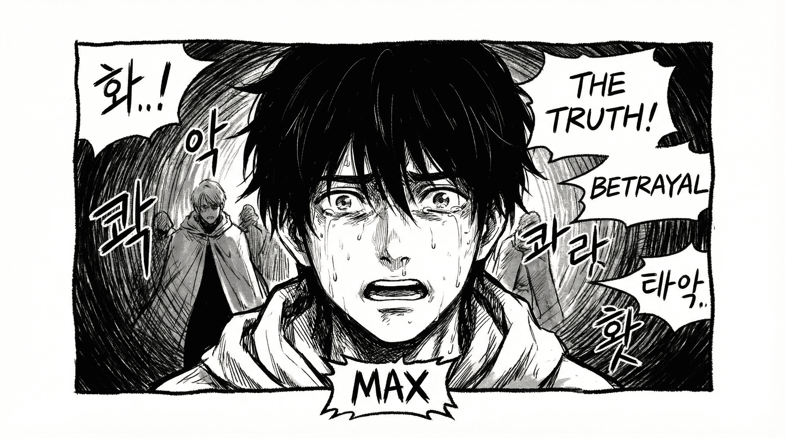 Manga IP Storyboard: Leo & Max Layout 35 (Korean Webtoon · Black & White)
