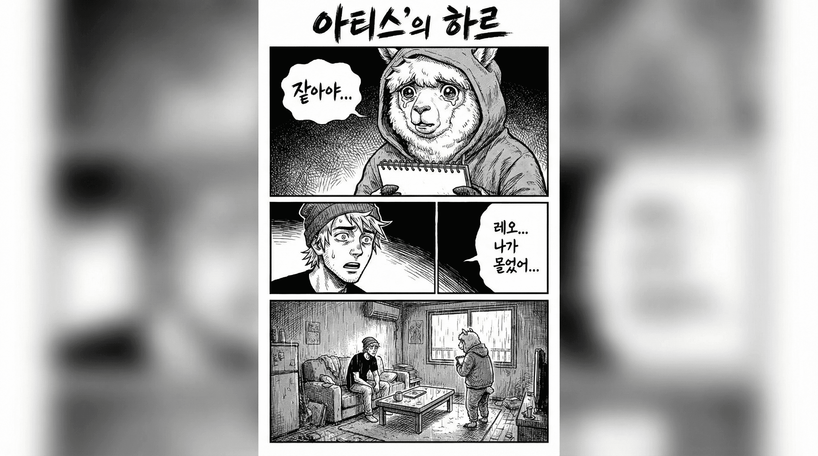 Manga IP Storyboard: Leo & Max Layout 85 (Korean Webtoon · Black & White)
