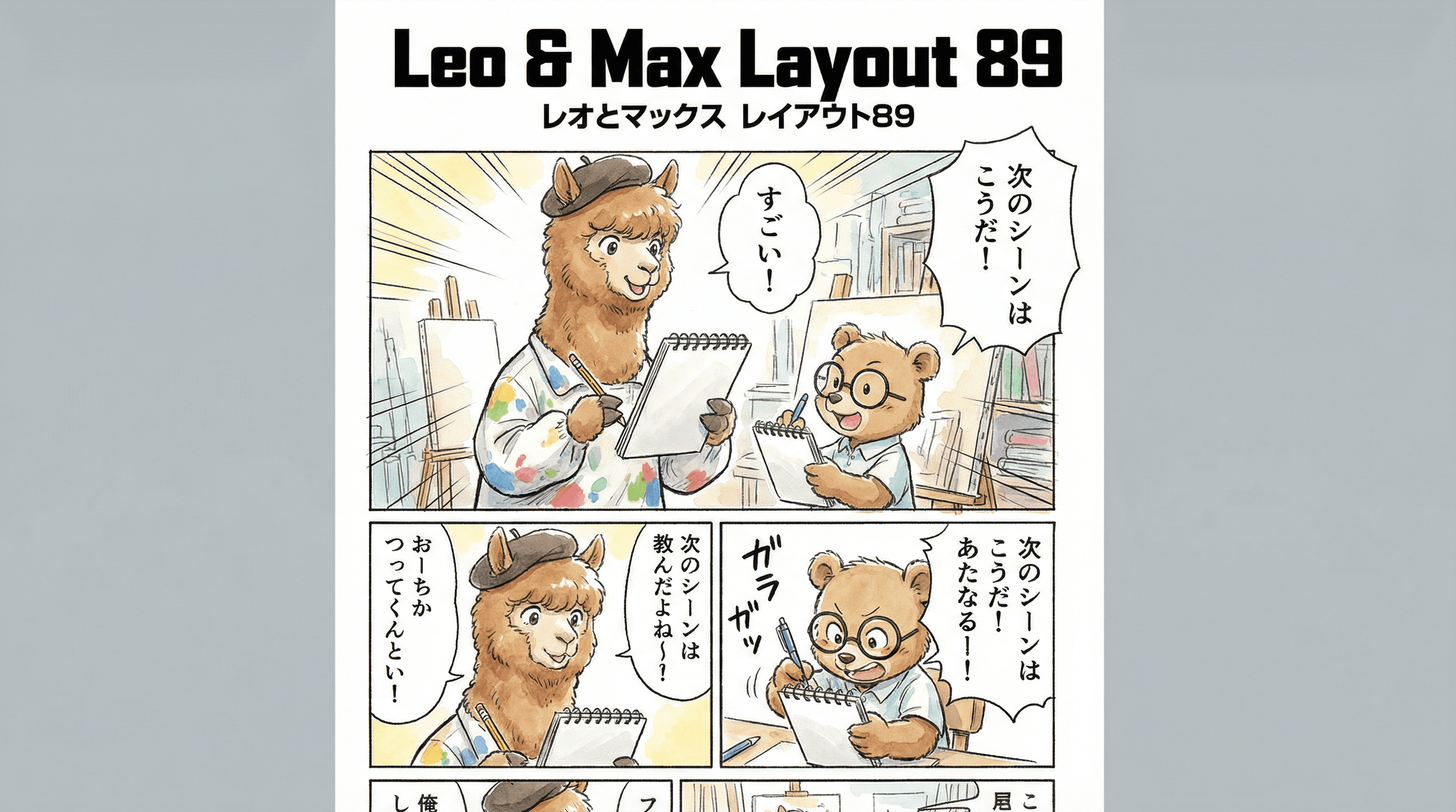 Manga IP Storyboard: Leo & Max Layout 89 (Japanese Manga · Full Color)