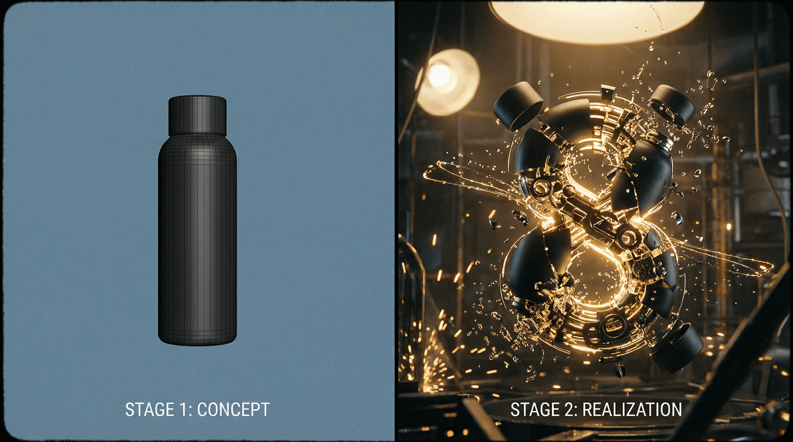 Matte Black Elixir Bottle with Purple Smoke Background