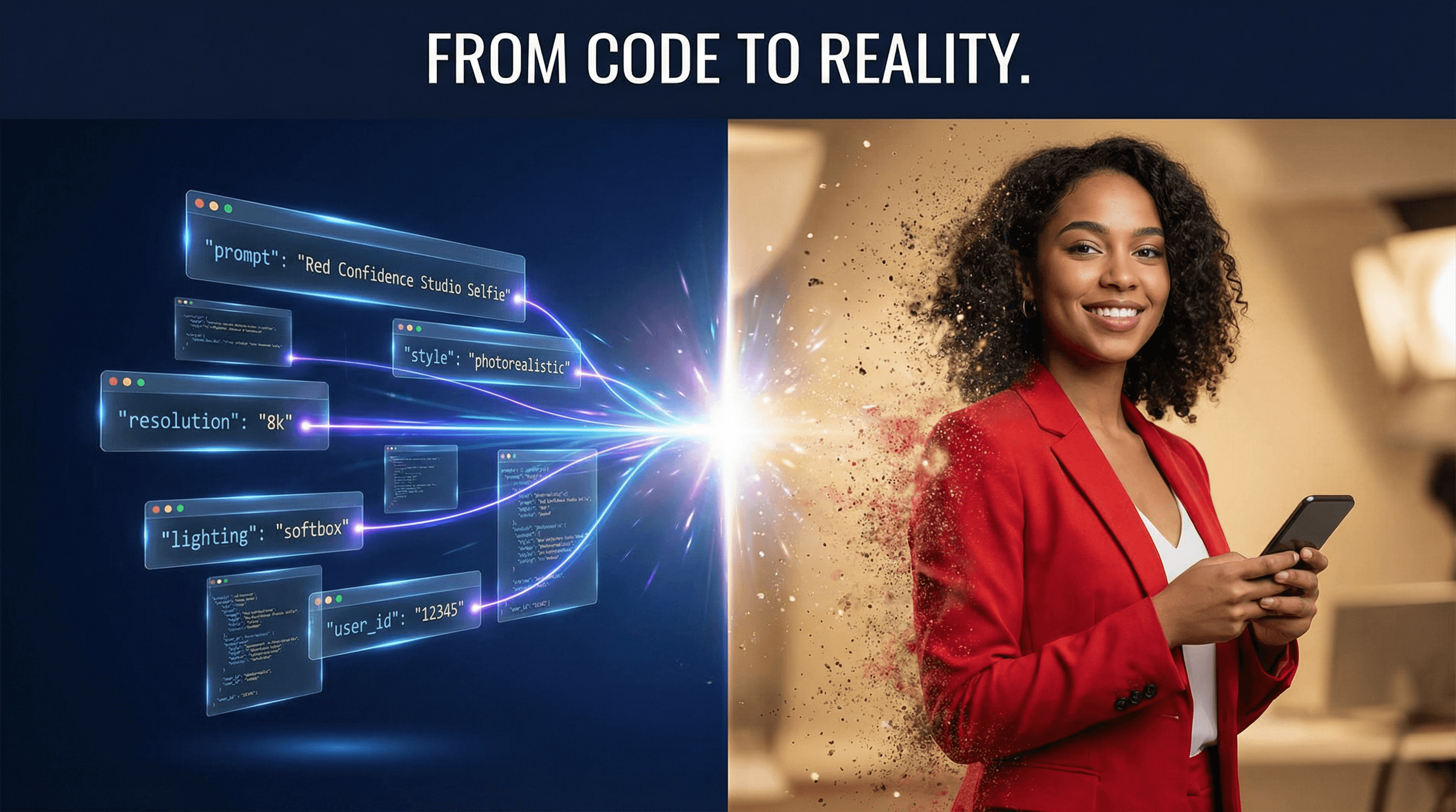 Structured Prompt for Red Confidence Studio Selfie