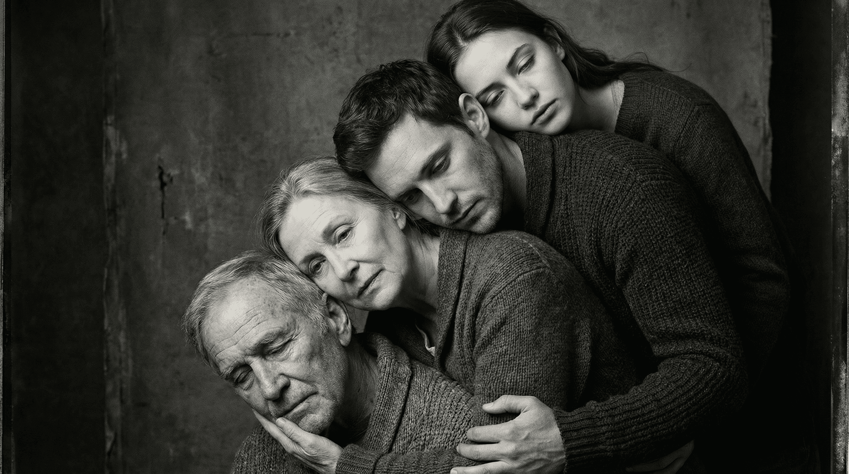 Photorealistic Black and White Family Portrait