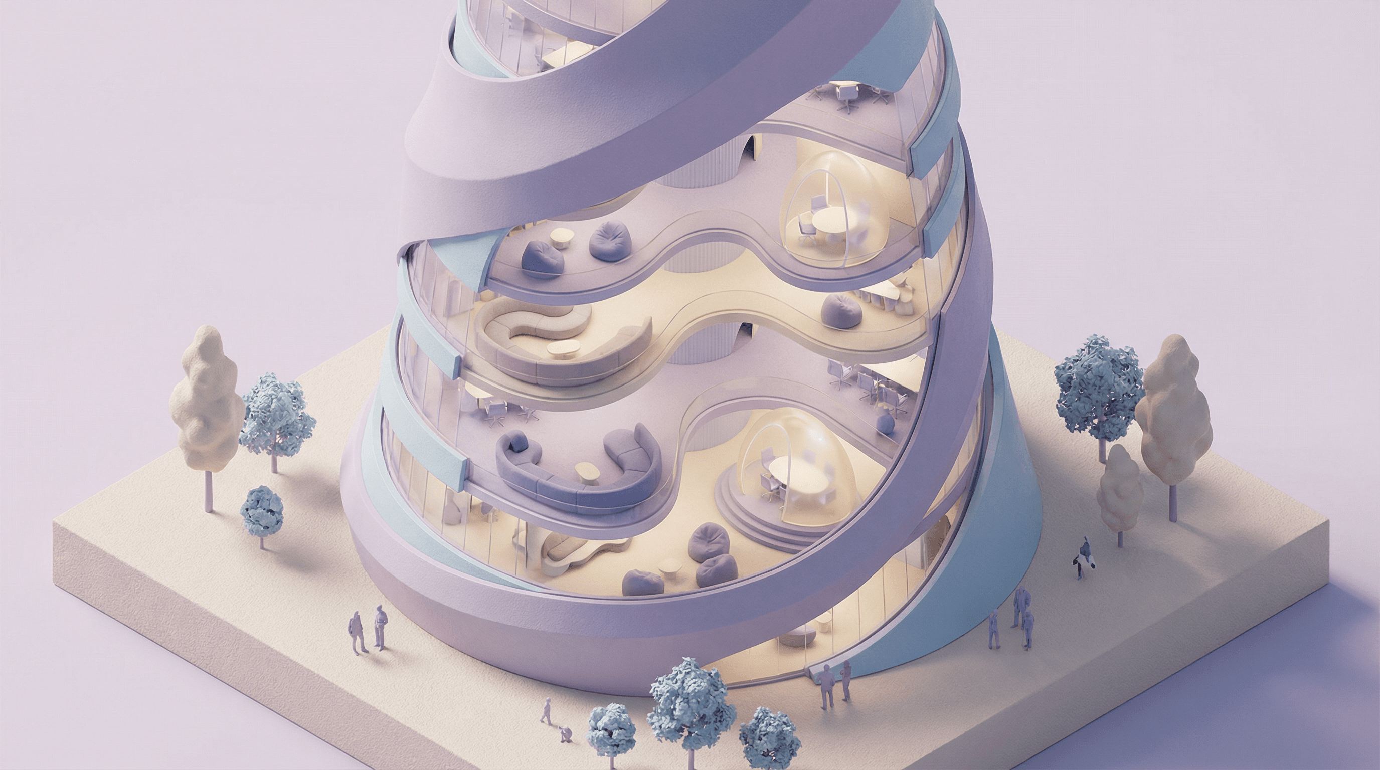 Conceptual Isometric Office Tower Model