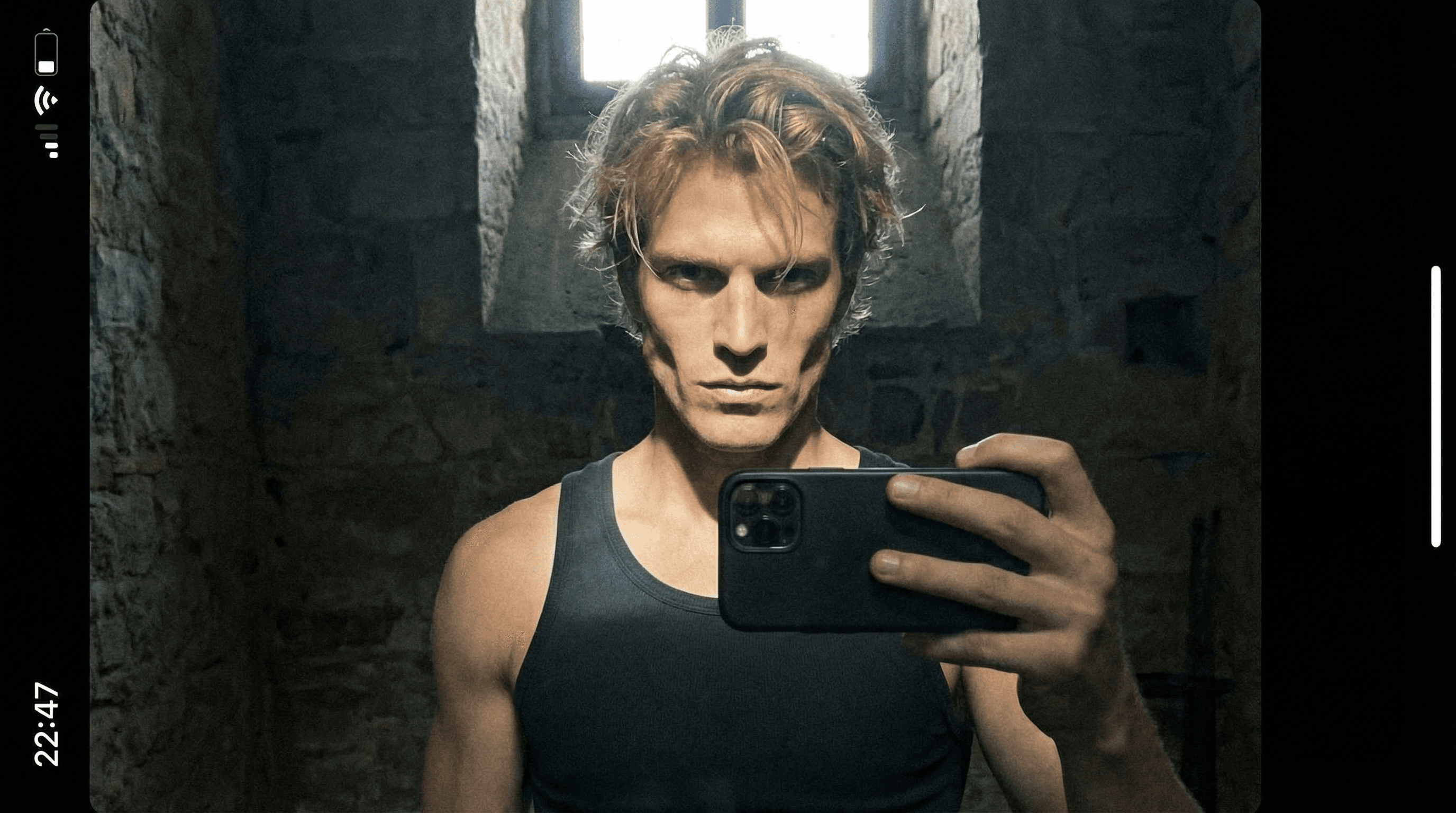 Dramatic Close-Up Male Selfie