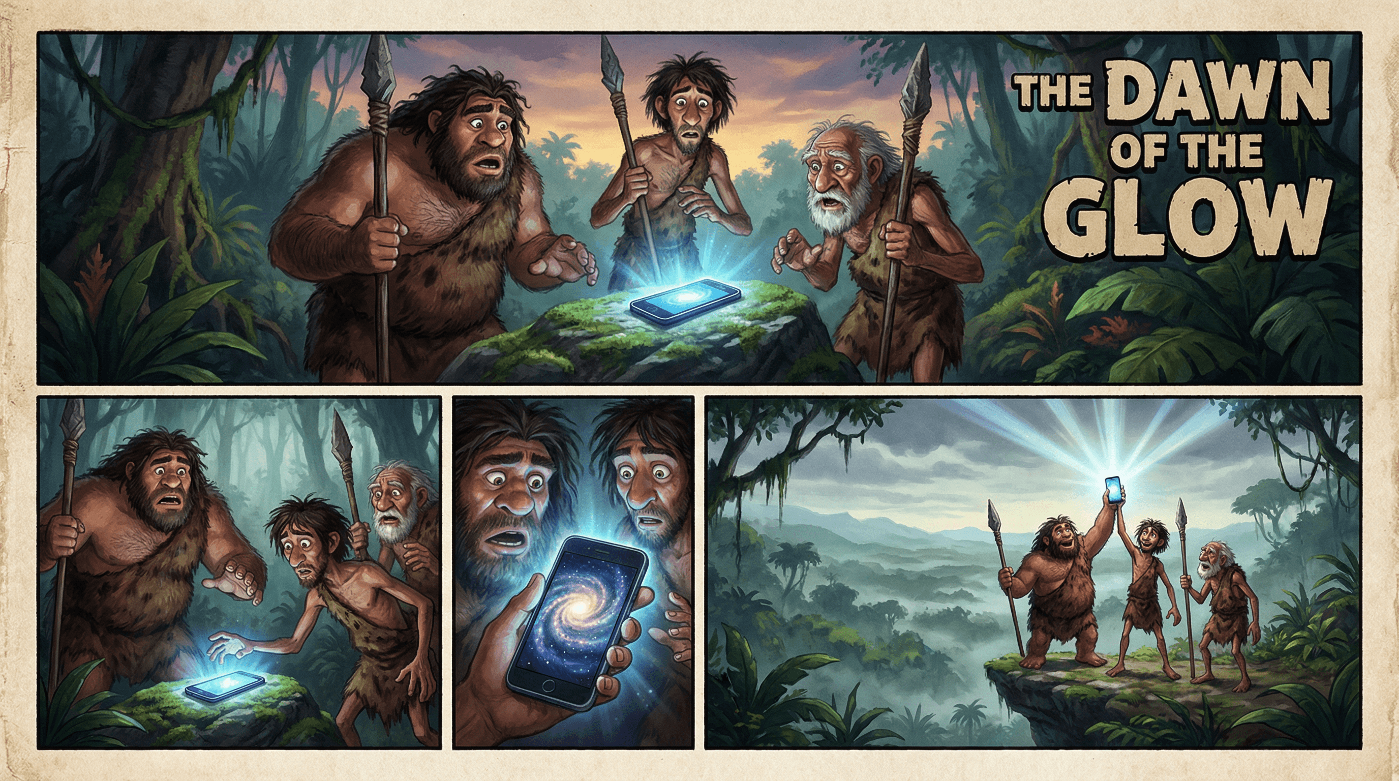 Funny 4-Part Story: Primitive Men and a Mobile Phone