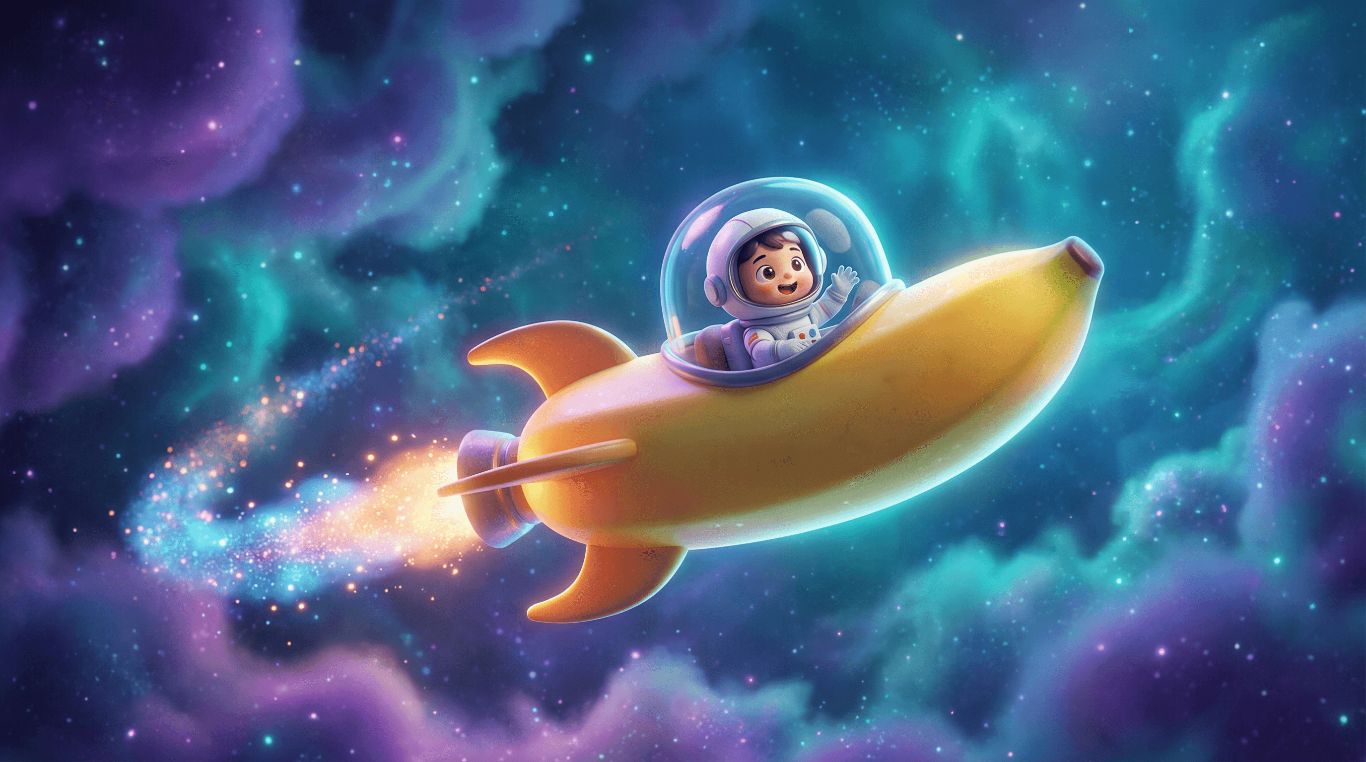 Dynamic Video Prompt: Banana Float Rocket