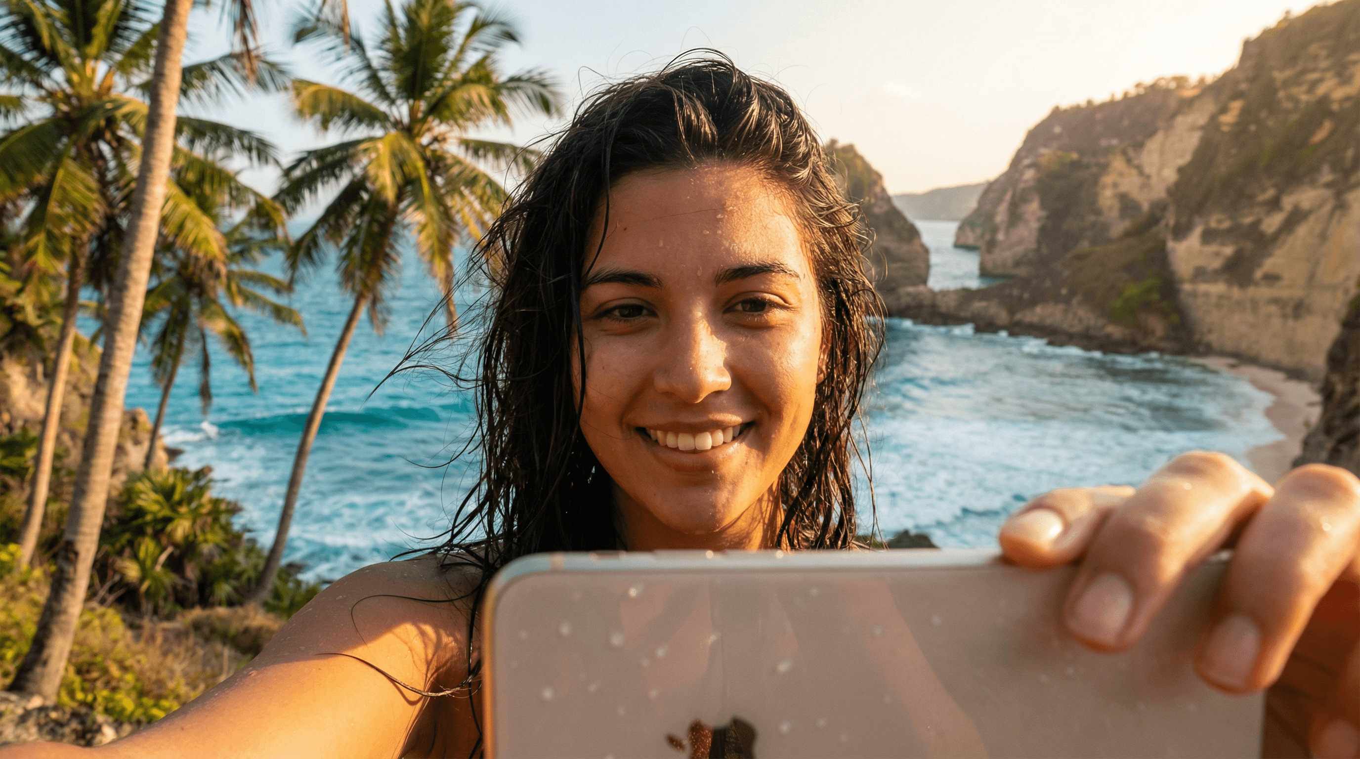 Tropical Beach Selfie Portrait
