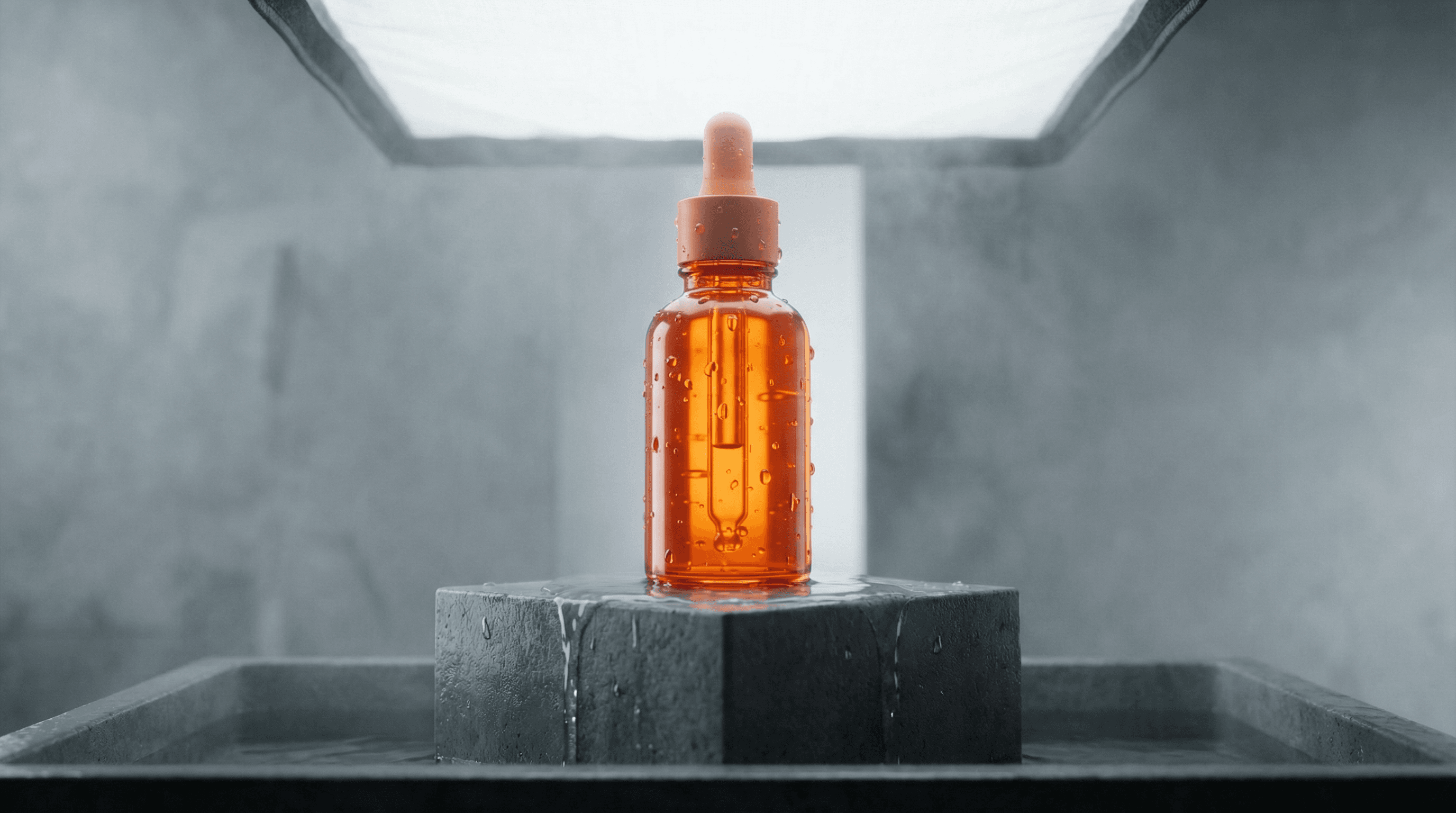 Product Photography Prompt: Orange Serum Bottle