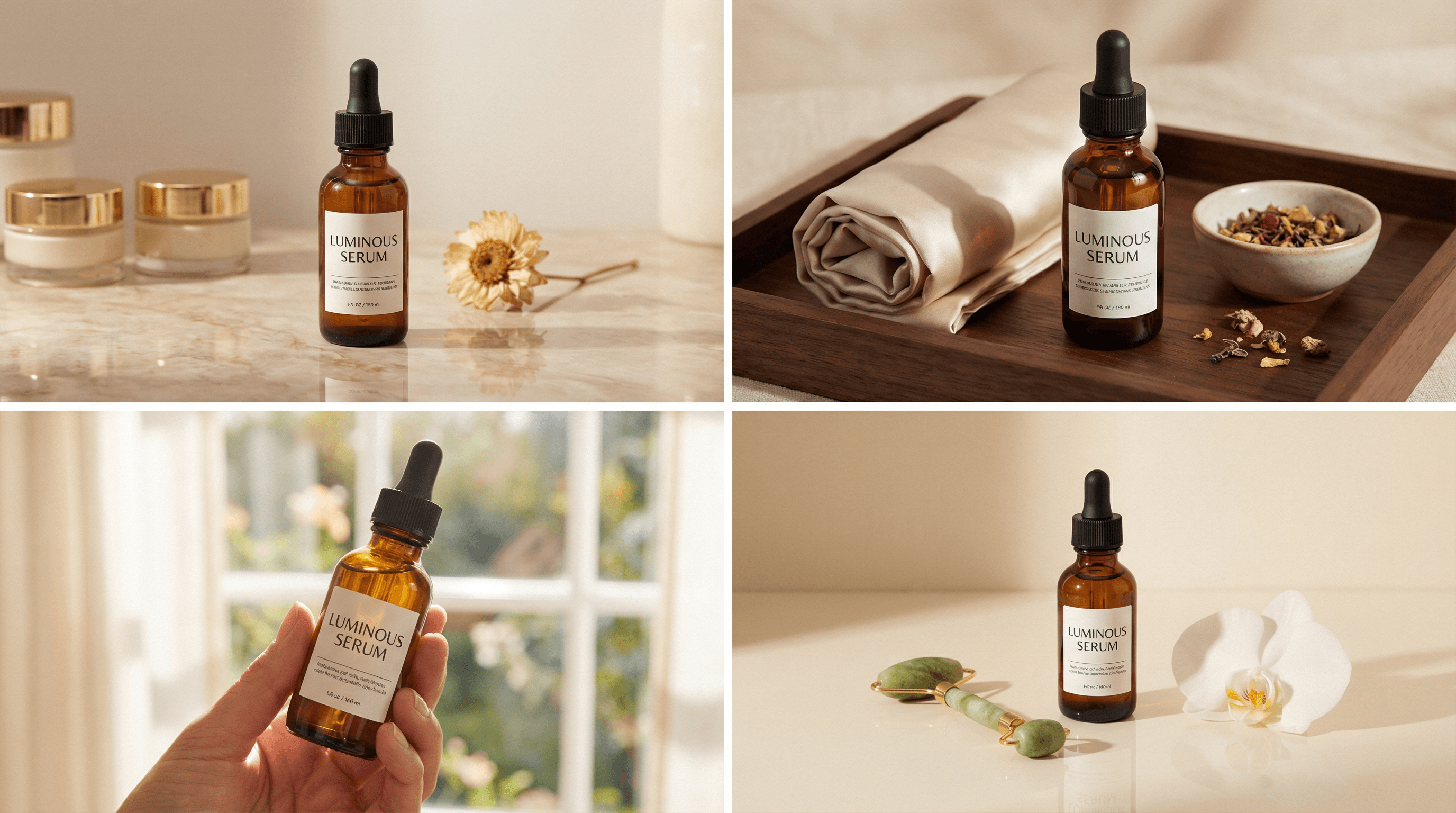 Minimal Luxury Skincare Product Photography (4 Variations)